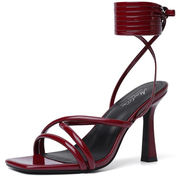 Mostrin Dark Red Heels Burgundy Strappy Heels, 6, 13K-143S002 - Picture 1 of 1